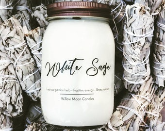 White Sage - soy cleansing candles, sage scented candle, herbal scents, scented candle, container candle, scented soy candle,