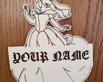Personalized wood princess wall sign  bedroom door sign