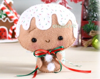 PDF PATTERN: Gingerbread Man. Felt Christmas Ornaments pattern. Cute tree decorations. felt christmas pattern