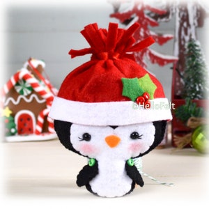 PDF PATTERN: Penguin. Felt Christmas Ornaments pattern. Tree ornaments. Felt Animal Pattern