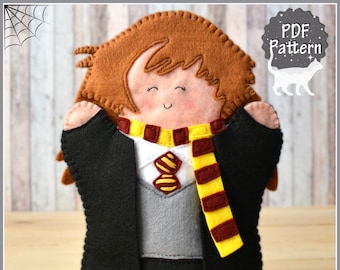 PDF PATTERN: Felt Wizard Hand Puppet, Instant Download, Felt Hand Puppet.