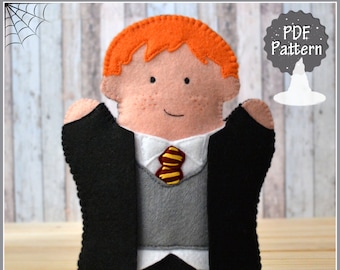 PDF PATTERN: Felt Wizard Hand Puppet, Instant Download, Felt Hand Puppet.