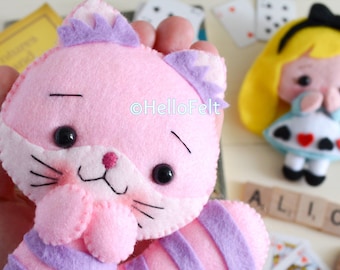 PDF PATTERN: Cheshire Cat pdf Pattern. Felt Doll Sewing Pattern, Doll Pattern. Plush Pattern. PDF felt pattern Alice in wonderland