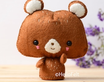 PDF PATTERN: Woodland Bear. Felt bear pattern + SVG file.
