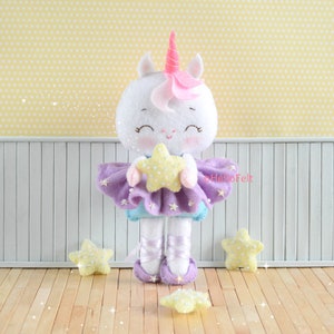 PDF PATTERN: Yuni the Unicorn Ballerina. Felt Doll Unicorn Ballerina Sewing PDF Pattern, Doll Pattern. Plush Pattern.Felt Animal Pattern image 3