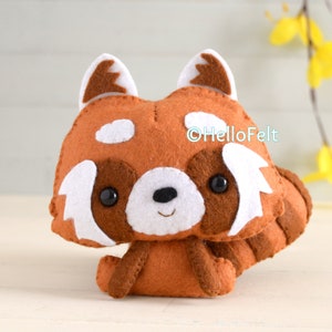 PDF PATTERN: Red Panda. Felt red panda pattern. felt cute animal pattern, felt animal pdf