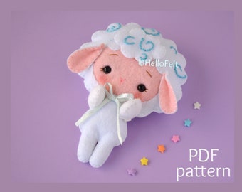 PDF PATTERN: The Little Lamb. Felt Lamb Pattern, Tutorial.