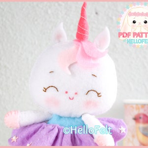 PDF PATTERN: Yuni the Unicorn Ballerina. Felt Doll Unicorn Ballerina Sewing PDF Pattern, Doll Pattern. Plush Pattern.Felt Animal Pattern image 1