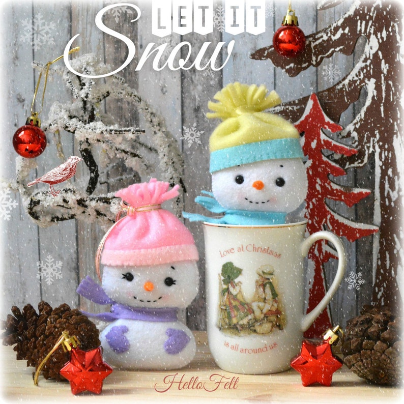 PDF PATTERN: Snowman and Family. Felt doll snowman Christmas ornaments Sewing PDF Pattern. image 5