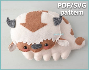 PDF + SVG PATTERN: Felt Flying Bison pdf pattern.