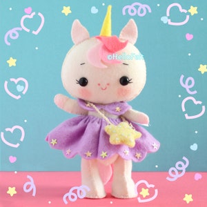 PDF PATTERN: Unicorn Doll, Soft Toy, Animal Doll Pattern, Felt Doll, Stuffed Animal Pattern, felt unicorn pdf pattern