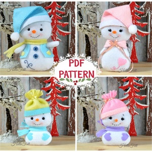 PDF PATTERN: Snowman and Family. Felt doll snowman Christmas ornaments Sewing PDF Pattern. image 3