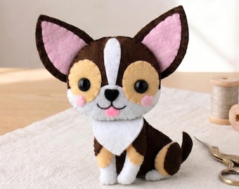PDF & SVG PATTERN: Cute Chihuahua felt dog pattern. Felt cute dog.Felt dog pattern.