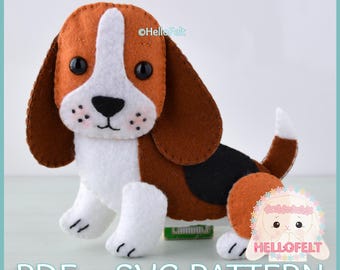 PDF & SVG PATTERN: Basset Hound felt dog pattern. Felt cute dog.