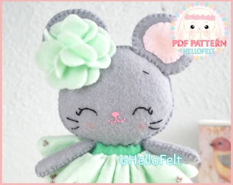 PDF PATTERN: Mausita Ballerina. Felt Ballerina Mouse Doll Sewing  Pattern, Doll Pattern. Plush Pattern. HelloFelt.Felt Animal Pattern