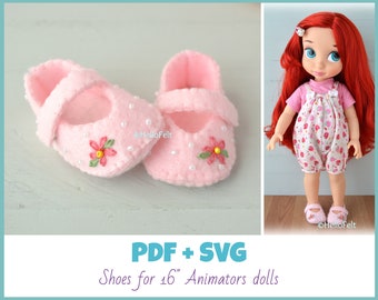 PDF + SVG Pattern: Felt shoes for 16&quot; Animators dolls, Tutorial and Pattern. Felt Shoes for dolls.