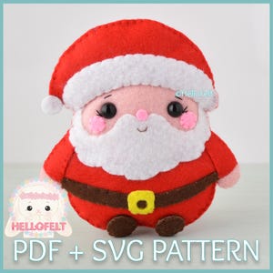 PDF PATTERN & SVG: Felt Christmas Santa Claus.  Felt Christmas Ornaments pattern.