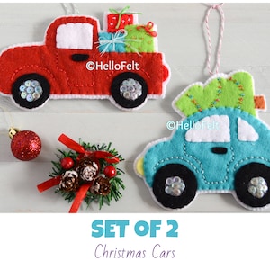 PDF PATTERN: Christmas Car. Felt Christmas Ornaments pattern. Tree ornaments.