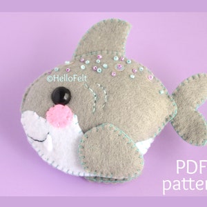 PDF PATTERN: Champ The Shark. Felt Shark Pattern.