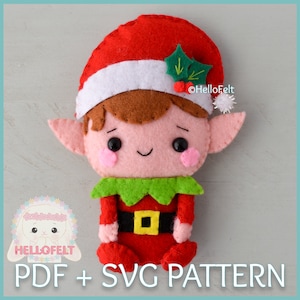 PDF & SVG PATTERN: Felt Christmas Elf.  Felt Christmas Ornaments pattern.