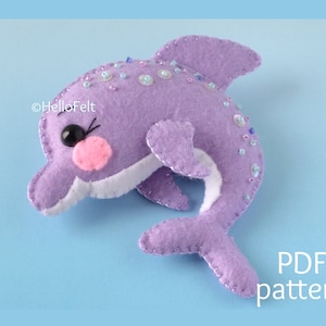PDF PATTERN:  Felt Dolphin, Sea Animals Pattern & Tutorial. Dolphin plush pattern.