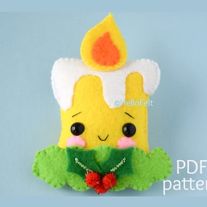 PATRÓN PDF: Linda Vela Navideña. Patrón de adornos navideños de fieltro. Adornos para árboles. Hola fieltro.