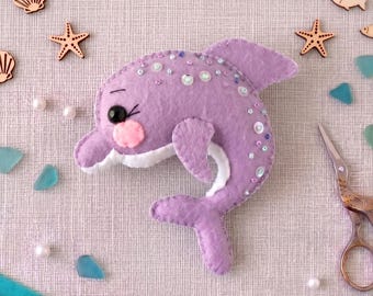 PDF PATTERN:  Felt Dolphin, Sea Animals Pattern & Tutorial. Dolphin plush pattern.