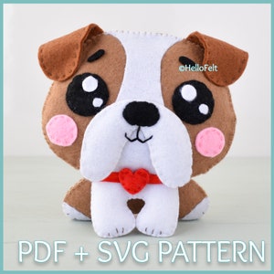 PDF & SVG PATTERN: Bulldog felt dog pattern. Felt cute dog.