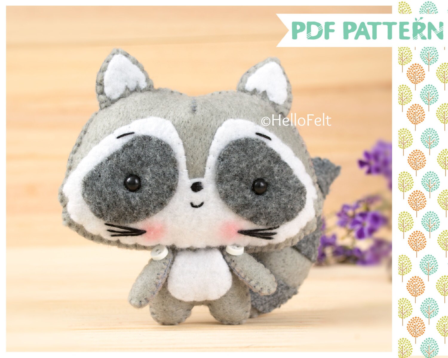 PDF PATTERN: Set of 3 Woodland Animals Fox Owl Raccoon | Etsy