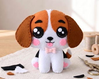 Patroon beagle vilten hond: schattig knuffeltje naaien (pdf en SVG) vilten hondenpatroon.