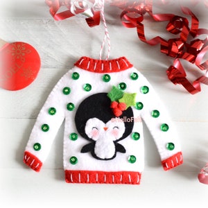 PDF PATTERN: Ugly Christmas Sweater. Felt Christmas Ornaments pattern. Tree ornaments. HelloFelt. image 6