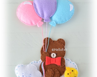 PDF PATTERN: Cute Balloons (Set of 3) Tutorial and Pattern. Baby Mobile Ideas, Nursery Deco, Felt Balloons.