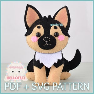 MOTIF PDF & SVG : motif chien en feutre de berger allemand. J&#39;ai l&#39;impression que c&#39;est un chien mignon.
