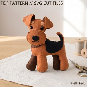 PDF & SVG PATTERN: Airedale Terrier felt dog pattern. Felt cute dog.Felt dog pattern.