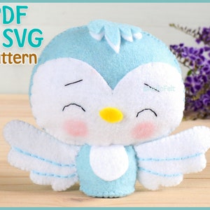 PDF-PATROON: vilten vogel + SVG-bestand.