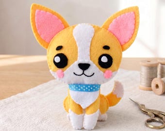 PDF & SVG PATTERN: Chihuahua felt dog pattern. Felt cute dog.Felt dog pattern.