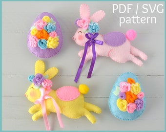 PDF + SVG Pattern: Easter Garland, Tutorial and Pattern. Felt Garland. Felt PDF pattern.