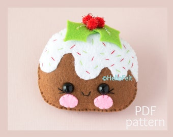 PDF PATTERN: Cute Christmas Pudding. Felt Christmas Ornaments pattern. Tree ornaments. DIY.