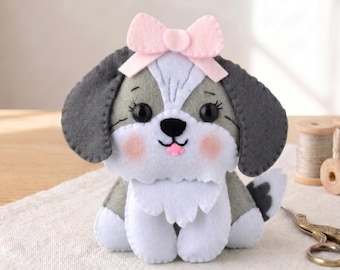 PDF & SVG PATTERN: Shih Tzu felt dog pattern. Felt cute dog.Felt dog pattern.