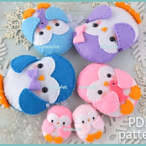 PDF PATTERN: Penguin Family. Felt Ornaments pattern. Felt penguin pdf pattern. Baby mobile ideas.