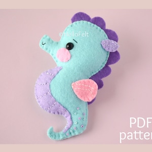 PDF PATTERN: Cotton Candy the Seahorse. Felt Seahorse Pattern.