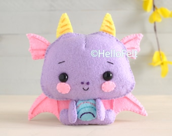 PDF PATTERN:  Lupin the Dragon. Dragon felt pattern.