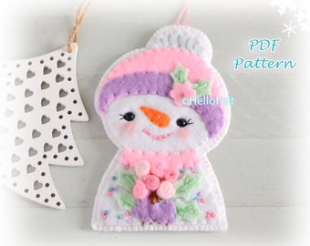PDF PATTERN: Hanayuki. Felt Christmas Ornaments pattern. Tree ornaments.