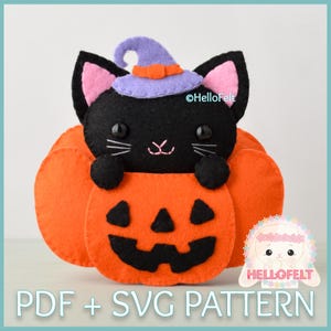 PDF & SVG PATTERN Black Kitty Felt pattern. Felt Halloween Decorations.