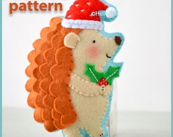 PDF & SVG Sewing Pattern - Felt Hedgehog Ornament Pattern -  Christmas animal pattern - DIY Woodland Ornament - Hand Sewn
