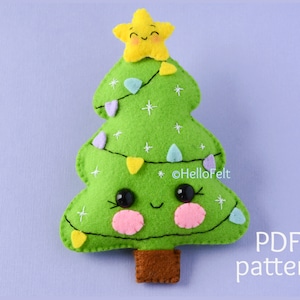PDF PATTERN: Cute Christmas Tree. Felt Christmas Ornaments pattern. Tree ornaments. DIY.