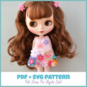 PDF + SVG Pattern: Felt dress for Blythe dolls, Tutorial and Pattern. Felt dress for dolls.
