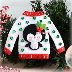 PDF PATTERN: Ugly Christmas Sweater. Felt Christmas Ornaments pattern. Tree ornaments. HelloFelt. image 4