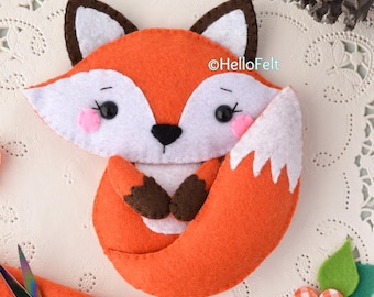 PDF PATTERN, Baby Fox, Felt fox animal pattern.
