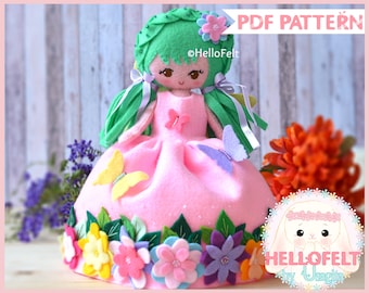 PDF PATTERN: Spring Fairy doll sewing pattern, Felt Doll Sewing Pattern. Plush Pattern. Dress up doll fairy.